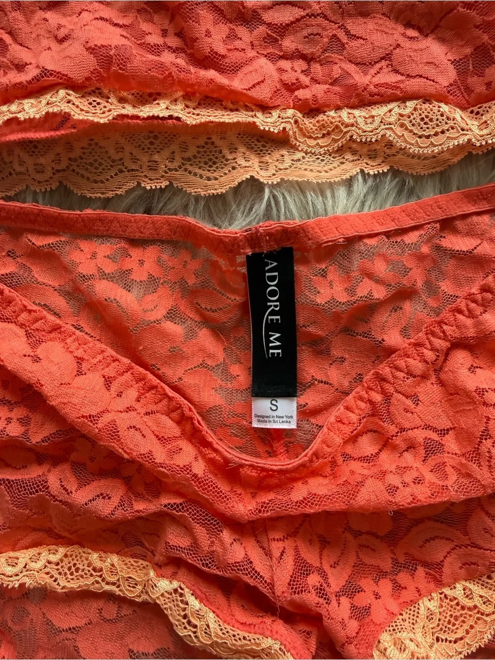 Adore Me Coral Lace Roanne PJ Set